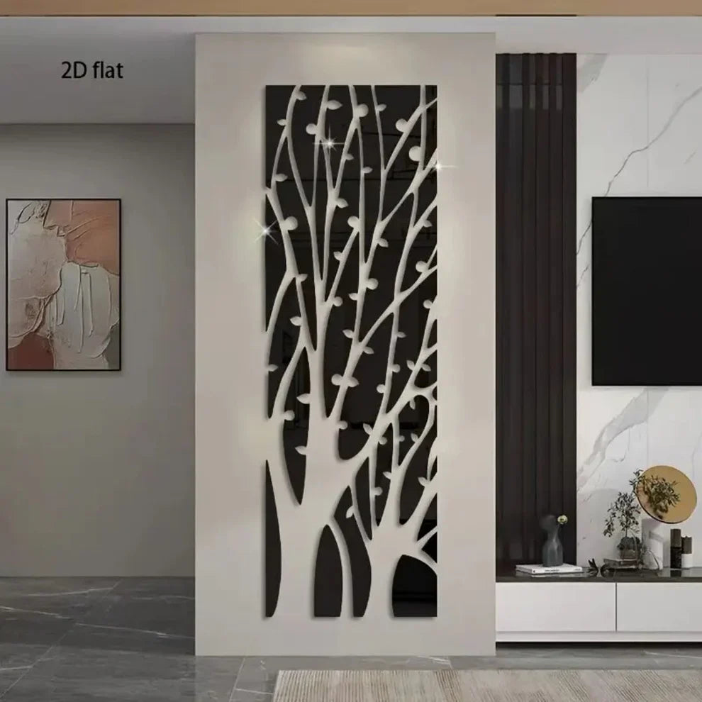 Money Tree Acrylic Mirror Wall Art, Abstract Tree Decorative Pattern