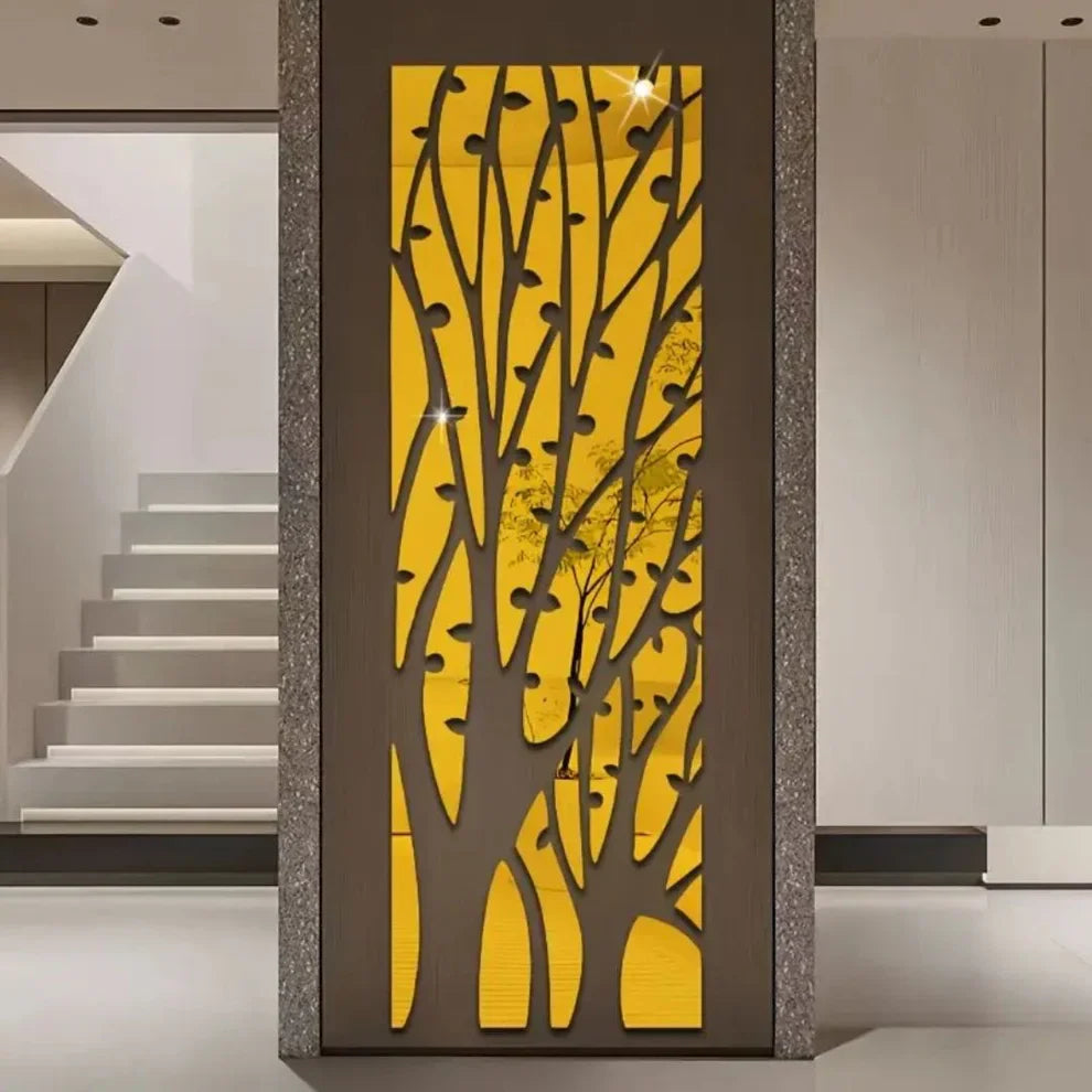 Money Tree Acrylic Mirror Wall Art, Abstract Tree Decorative Pattern
