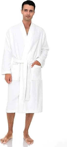 Men’s Cotton Terry Cloth Bathrobe – Soft, Absorbent Bath Robe for Men | Spa, Shower, Lounge & Sleepwear