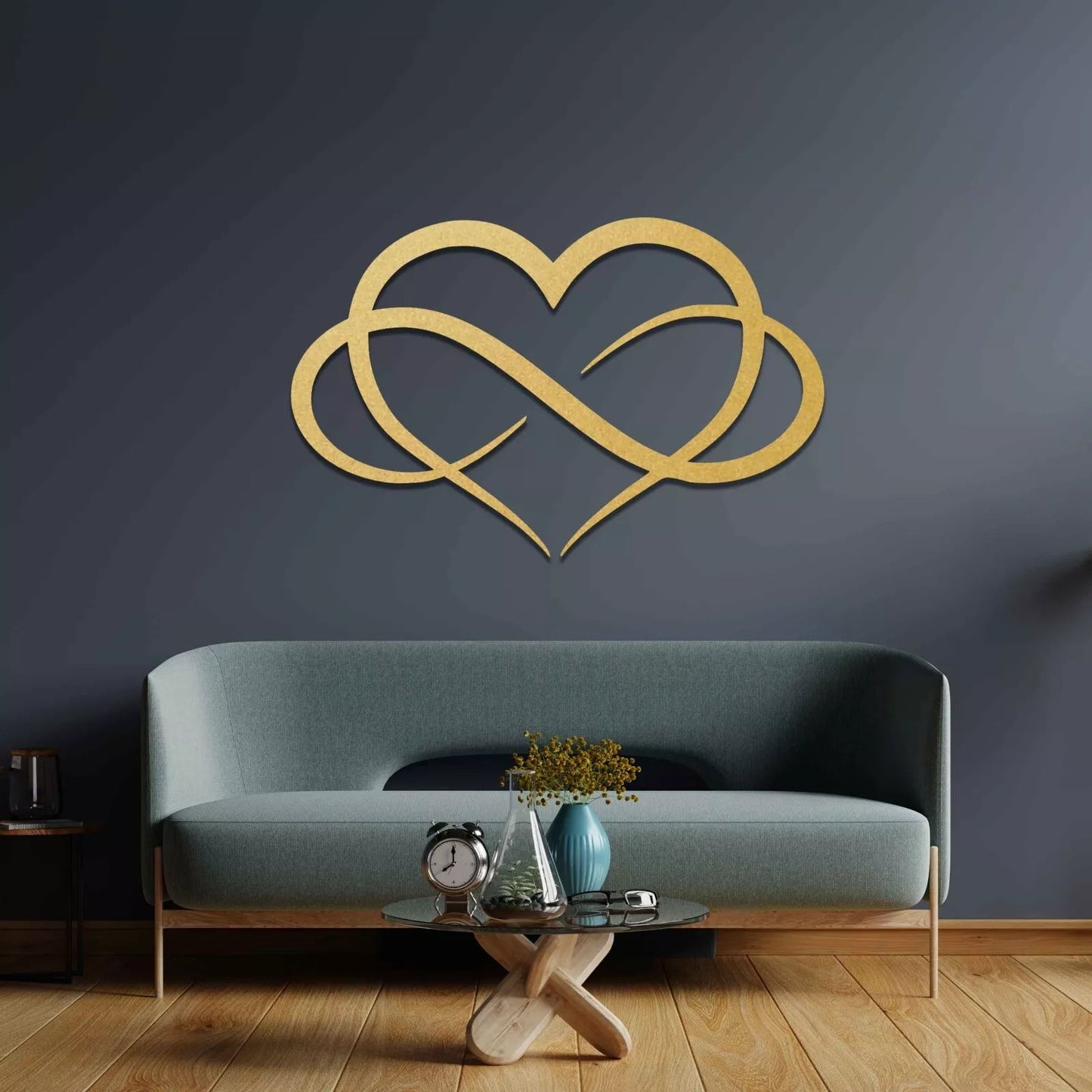 Heart shaped acrylic wall art 60x50cm
