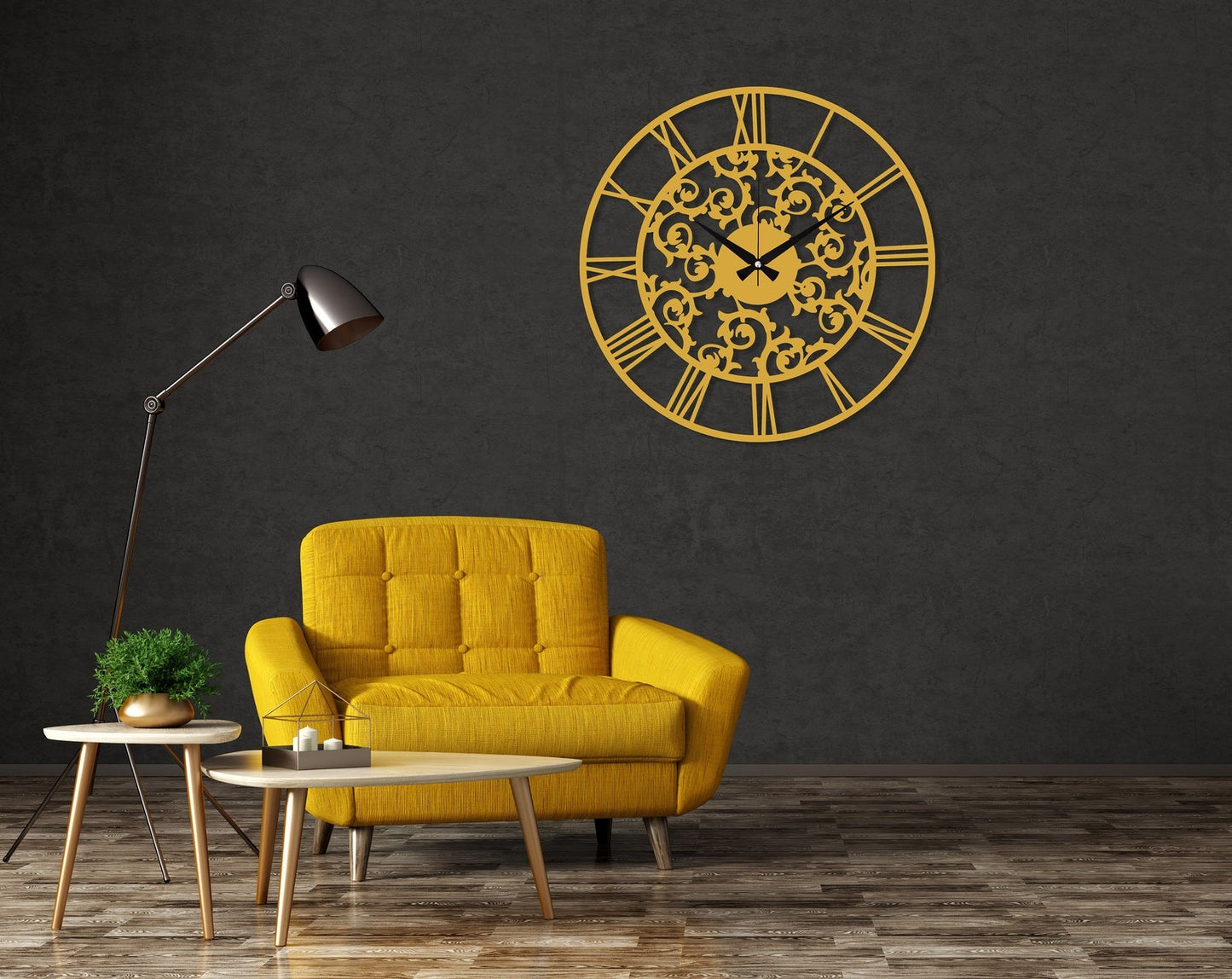 ⏰ Flower Design Roman Round Wall Clock