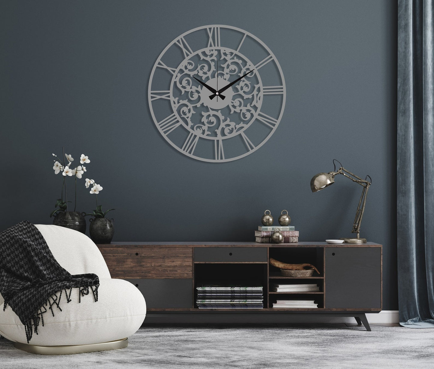 ⏰ Flower Design Roman Round Wall Clock