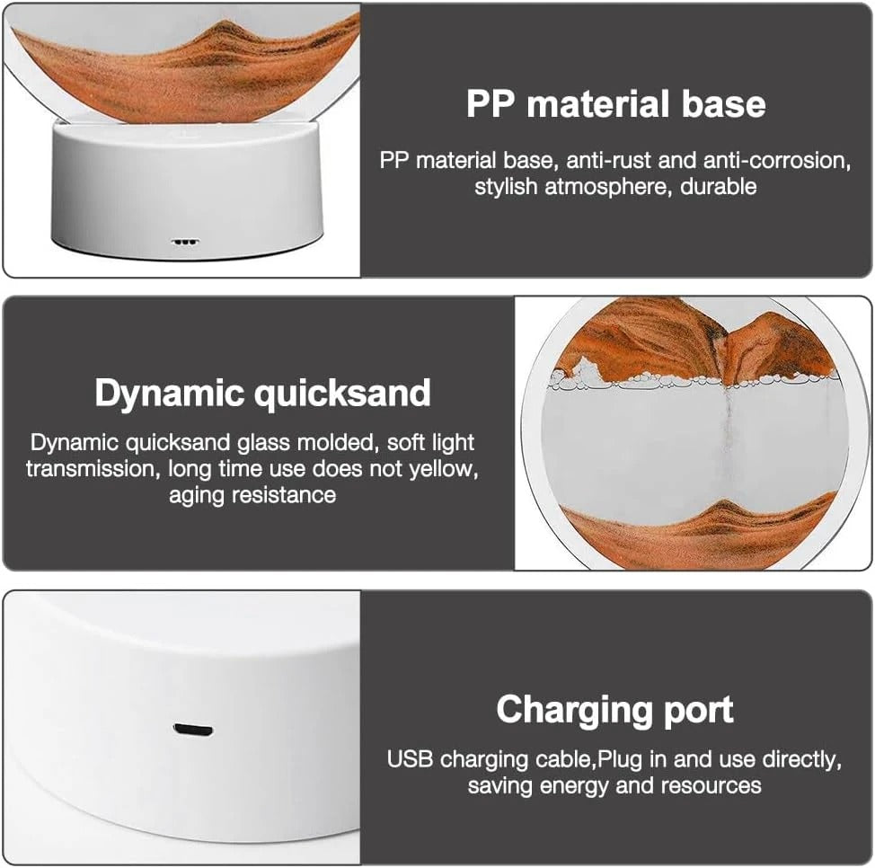 Moving Sand Art, Dynamic Sand Art, Quicksand Light, 3D Hourglass Deep Sea Sandsc