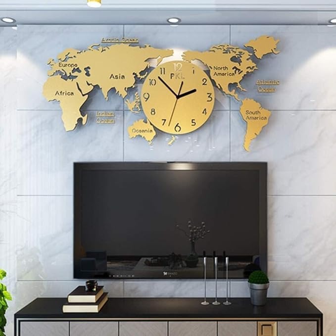 WORLD MAP STYLISH 3D WALL CLOCK LARGE