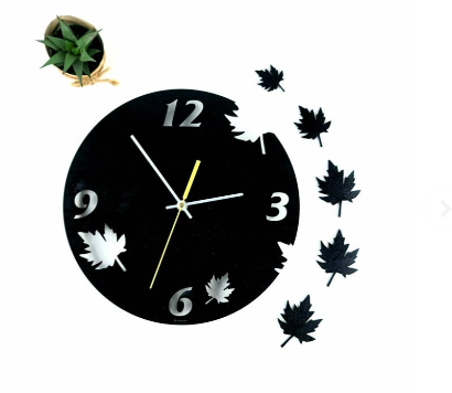 Cut Leaf Acrylic Wall Clock – Modern Decorative Piece