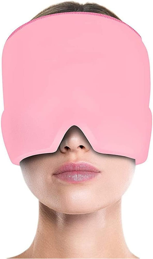Headaches and Migraine Hat, Cooling Pads Gel Migraine Mask, Reusable Migraine Relief Cap for Tension, Stress, Long Lasting Cooling Ice Therapy (Pink)