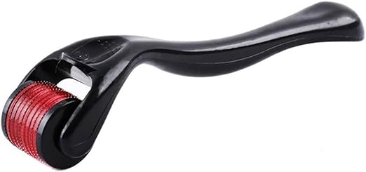 Derma Roller, Black Handle with Red Micro-Needles, Facial Massage Tool