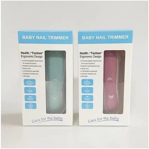 Baby Electric Nail File Kit with Board Cover, Safe Baby Nail Clippers with LED Light for Trimming and Polishing Newborn and Toddler Nails, 7 Replacement Pads