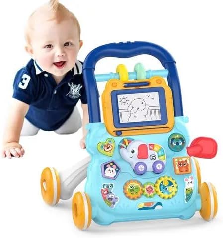 Baby Learning Walker, Early Educational Child Activity Center, Multifunctional Play Panel with Drawing Board, Baby Music Learning Toy Gift for Infant Boys or Girls