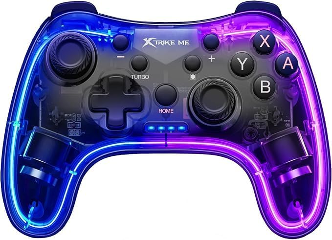 Xtrike Me GP-52 Wireless Gaming Controller, Bluetooth Gamepad for iOS/Android/PS4/PC, LED Backlit, Detachable Mobile Clamp