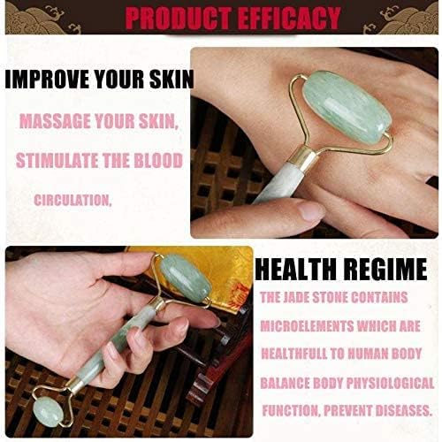 Double Head Jade Roller Massager Eye Face Neck Facial Relax Slimming Thin face Body Beauty Health Care Tools (Green)
