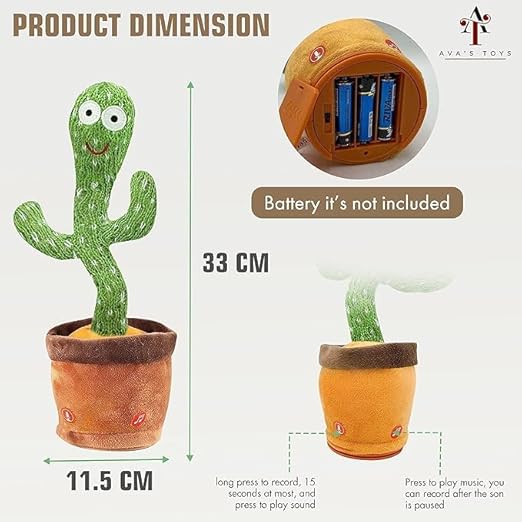 Ava's Toys Dancing Cactus Toy – Talking Cactus Toy for Boys and Girls