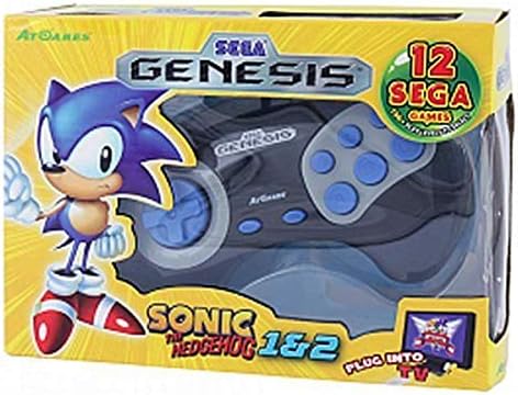 SEGA Genesis Game Player Sonic The Hedgehog 1&2 Plug into TV with Built-in 12- 6 Plus Years