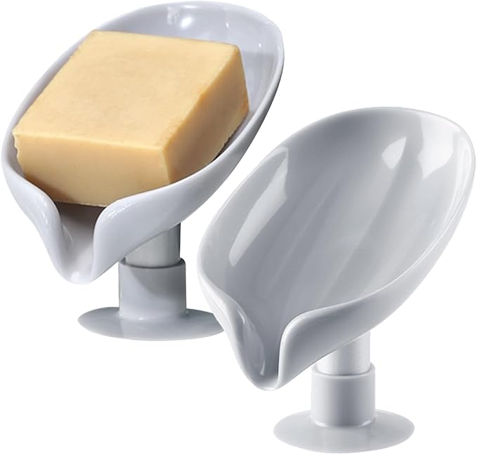Soap Dish Leaf-Shape Self Draining Soap Holder for Bathroom Shower,