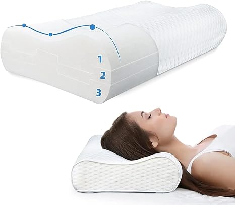 MOONCEE Premium Memory Foam Pillow for Neck Pain Relief, Adjustable Contour Orthopedic Cervical Pillow for Side, Back & Stomach Sleepers with Washable Cover