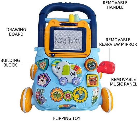 Baby Learning Walker, Early Educational Child Activity Center, Multifunctional Play Panel with Drawing Board, Baby Music Learning Toy Gift for Infant Boys or Girls