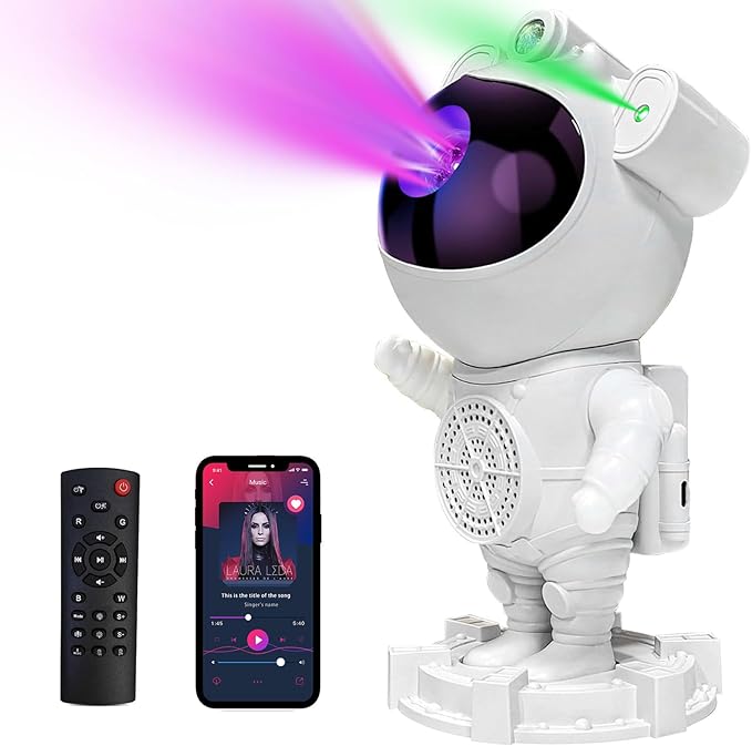 Astronaut Galaxy Projector - Star Projector Night Lights for Bedroom with Timer, Bluetooth Speaker, Kids Room Decor Aesthetic, for Christmas, Birthdays Gifts