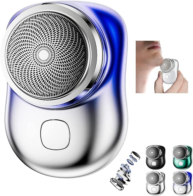Mini Electric Shaver, Pocket Size Electric Shaver for Men Women, Rechargeable Easy One-Button, Portable Powerful Waterproof Electric Razor for Travel Office Business Trip (1Pack)