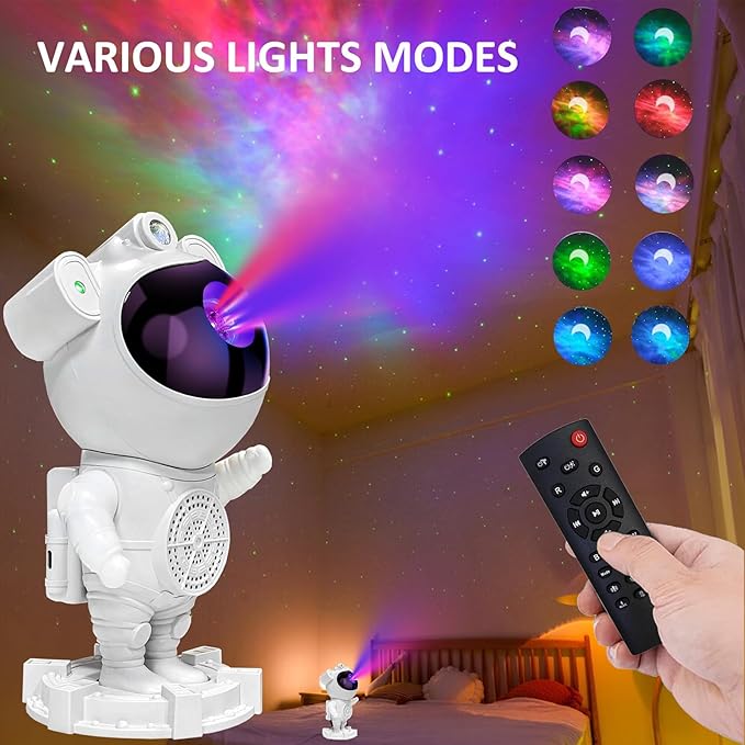 Astronaut Galaxy Projector - Star Projector Night Lights for Bedroom with Timer, Bluetooth Speaker, Kids Room Decor Aesthetic, for Christmas, Birthdays Gifts