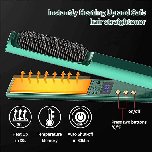 Hair Straightener Flat Iron, Hair Straightening Iron with Built-in Comb, 3in1 Tourmaline Ceramic Flat Iron, Ionic Ceramic Hair Waver Curing Wand for Short Hair, Lightweight & Dual Voltage for Travel