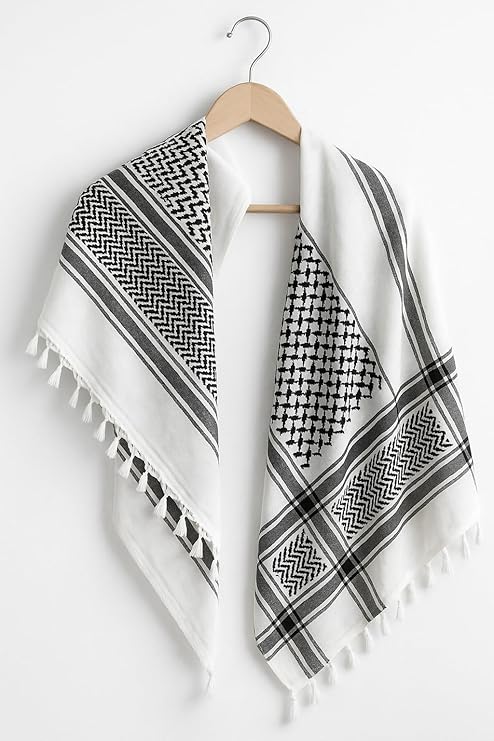Men’s Shemagh Scarf – Traditional Arabic Head Wrap and Neck Scarf with Tassels – Breathable Cotton – Versatile Desert Scarf for Sun, Dust Protection, Travel, and Outdoor Wear