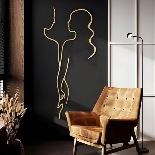 Abstract Couple Line Art Acrylic Wall Decor – Minimalist Silhouette