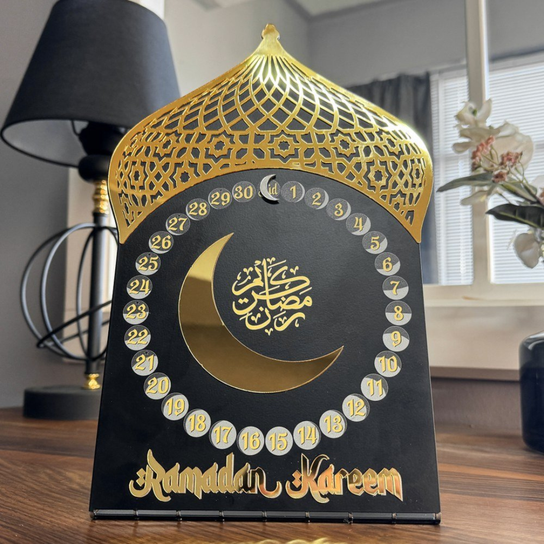 Acrylic Ramadan Calendar – Modern Circular Countdown with Mirror Gold Accents