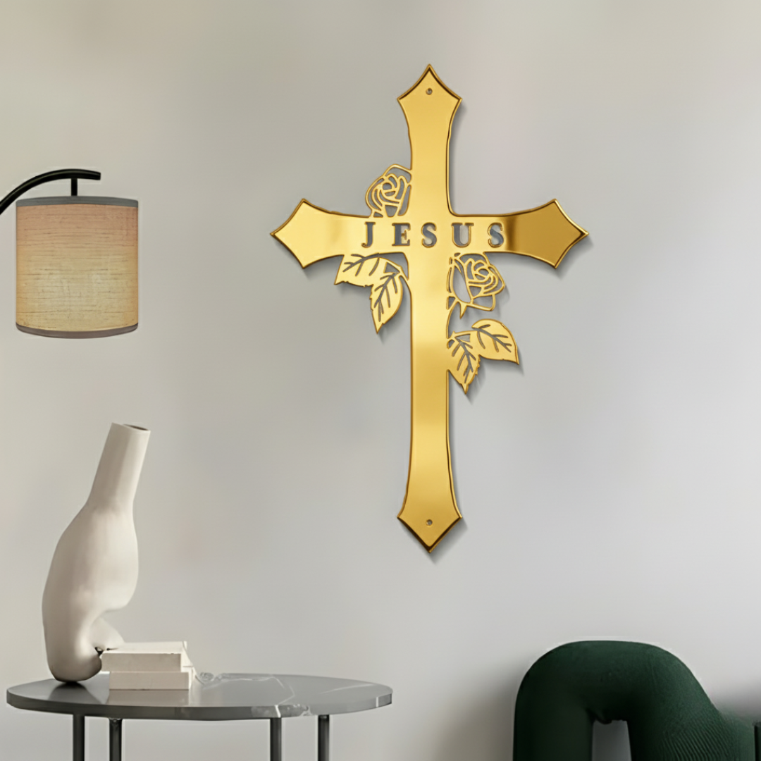 Black Jesus Cross – Christian Wall Decor for Christmas & Baptism