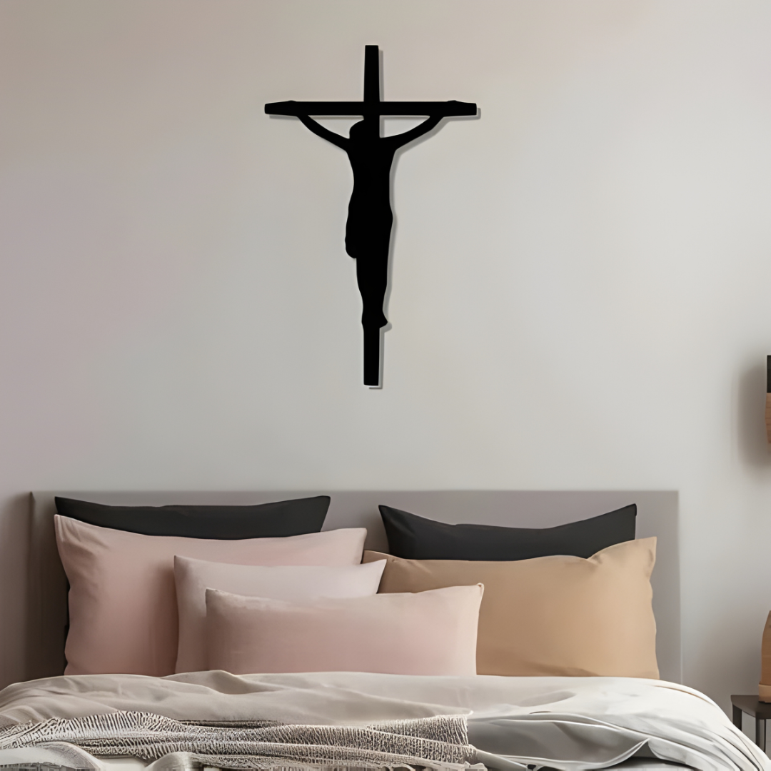 Black Jesus Cross – Christian Wall Decor for Christmas & Baptism