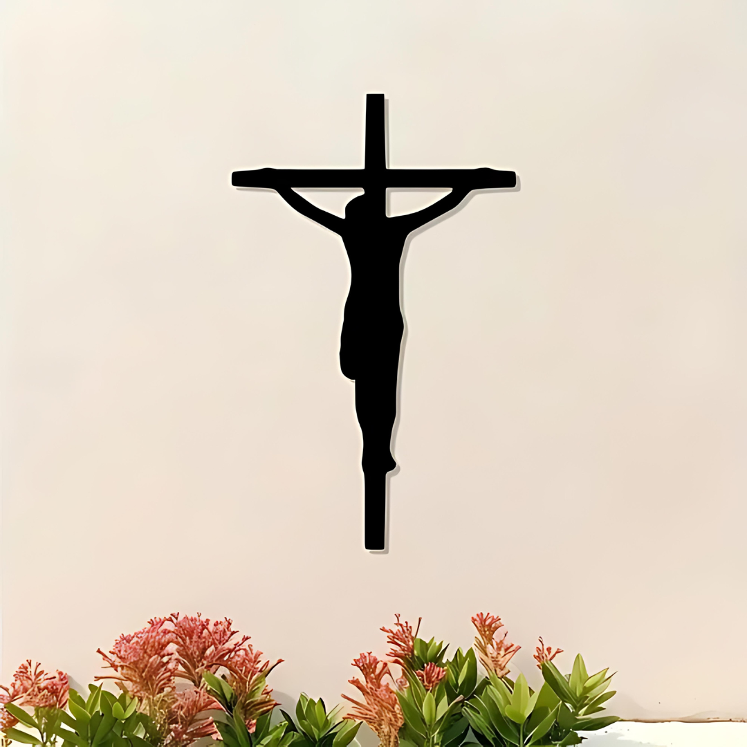 Black Jesus Cross – Christian Wall Decor for Christmas & Baptism