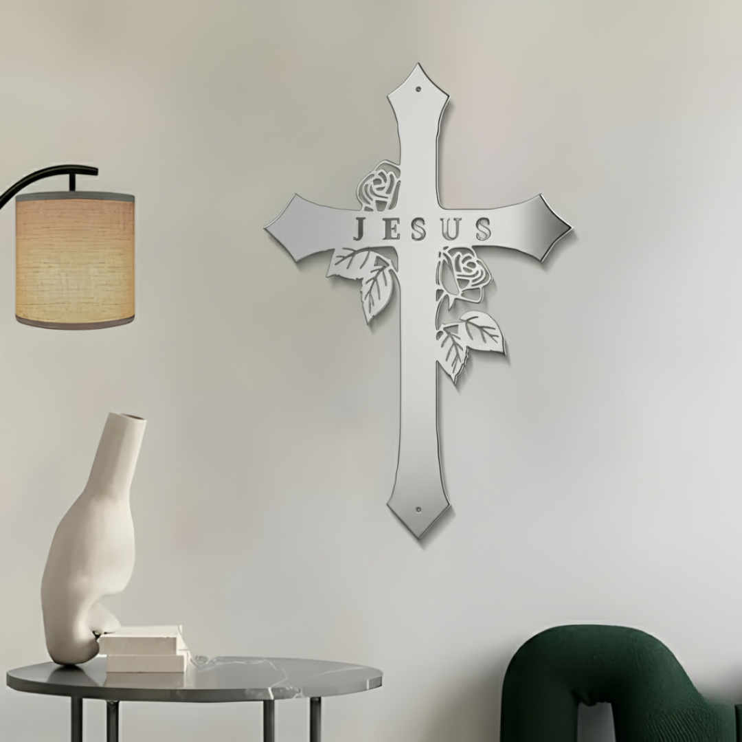 Black Jesus Cross – Christian Wall Decor for Christmas & Baptism