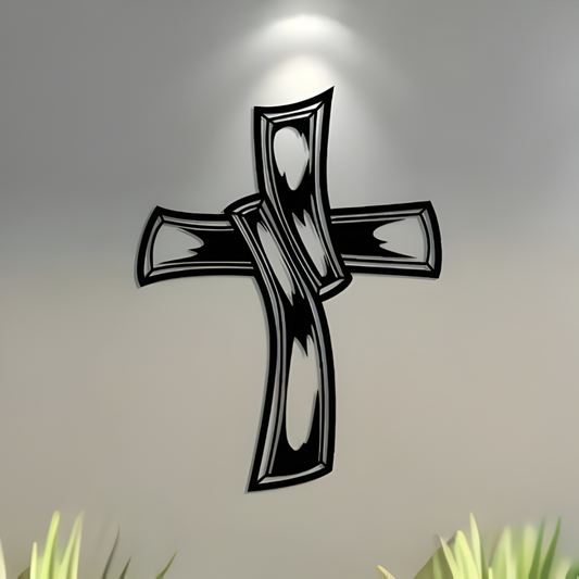 Hollowed-Out Retro Jesus Cross – Christian Wall Decal UAE