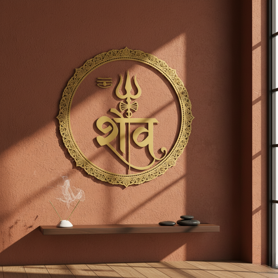 Lord Shiva Calligraphy Framed Acrylic Wall Art - Transformation