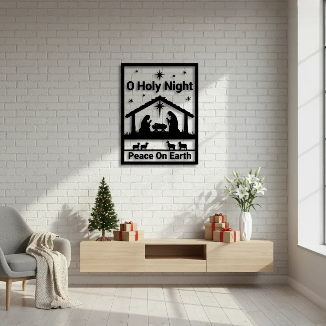 "O Holy Night" Nativity Scene Acrylic Wall Art | Spiritual Christmas Decor