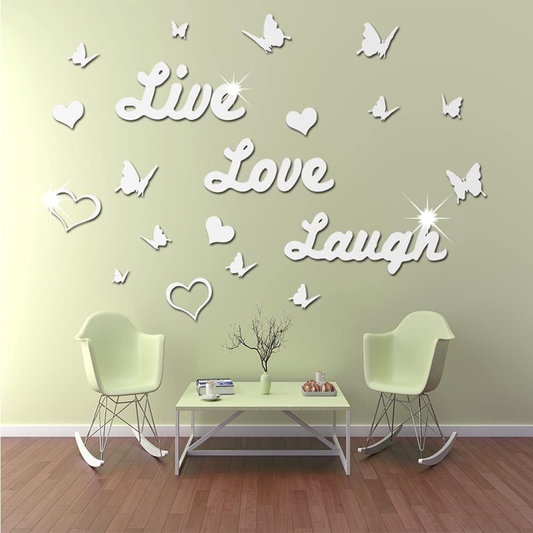 3D Acrylic Mirror Butterfly Stickers | Love Live Laugh Wall Decal