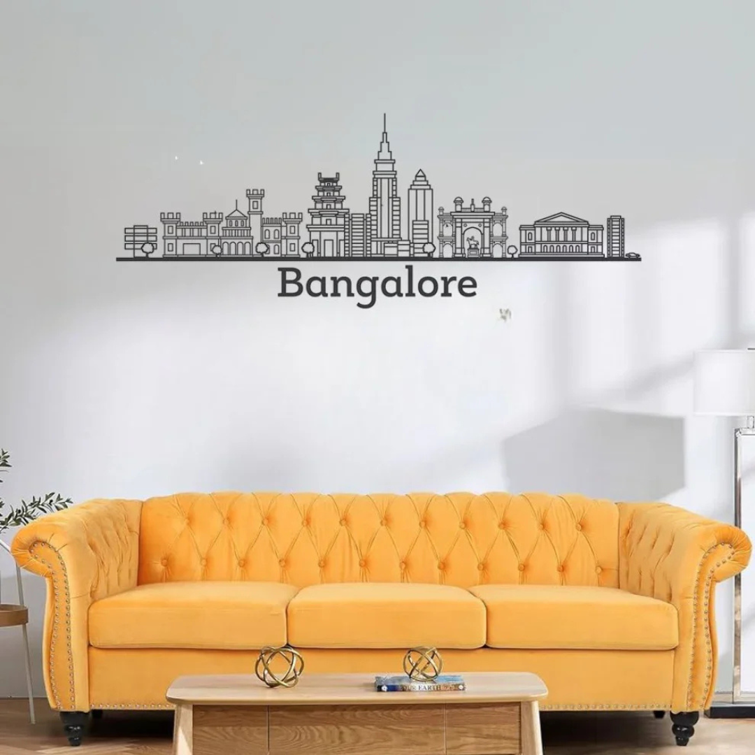 Acrylic Black Bangalore Skyline Wall Art for Home Decor