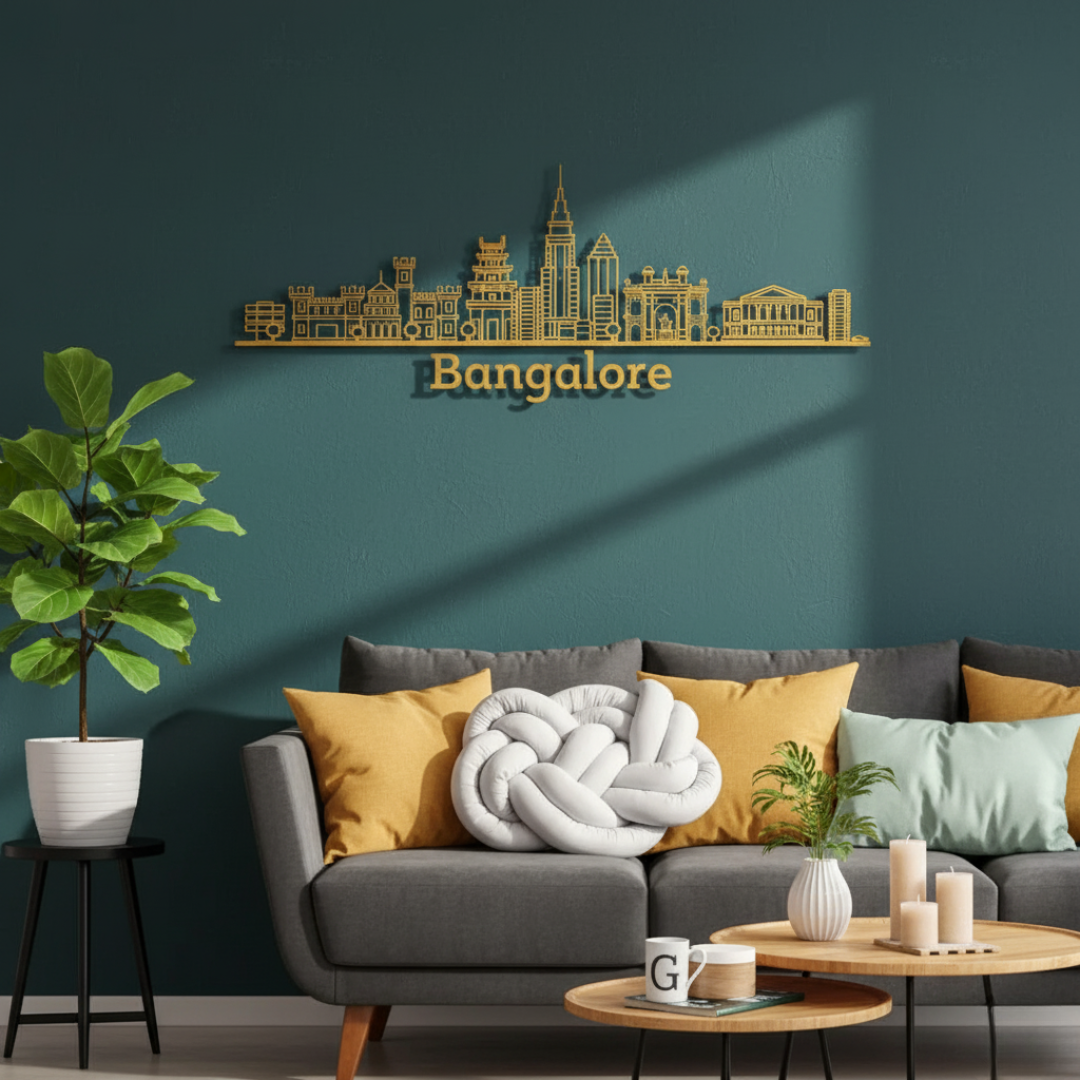 Acrylic Black Bangalore Skyline Wall Art for Home Decor