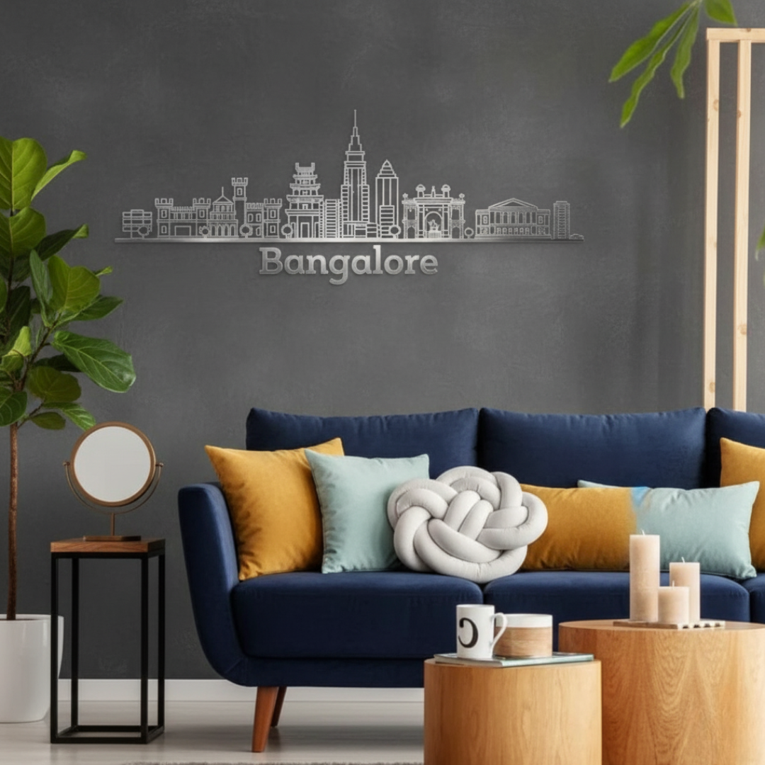 Acrylic Black Bangalore Skyline Wall Art for Home Decor