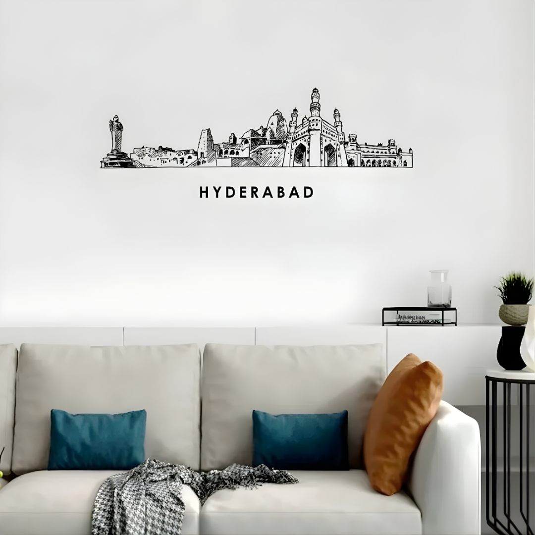 Acrylic Black Hyderabad Skyline Wall Art for Home Decor