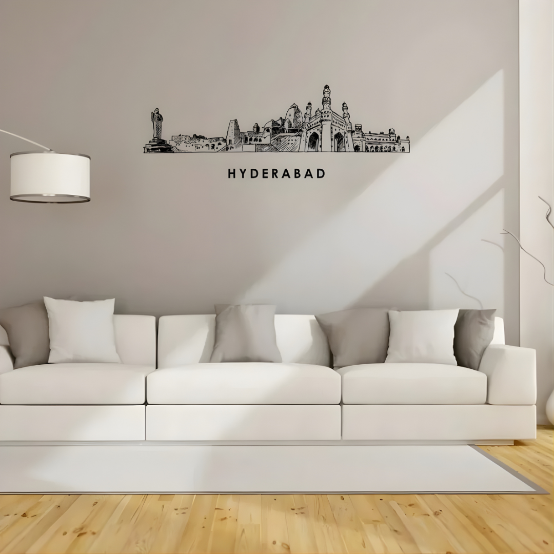 Acrylic Black Hyderabad Skyline Wall Art for Home Decor