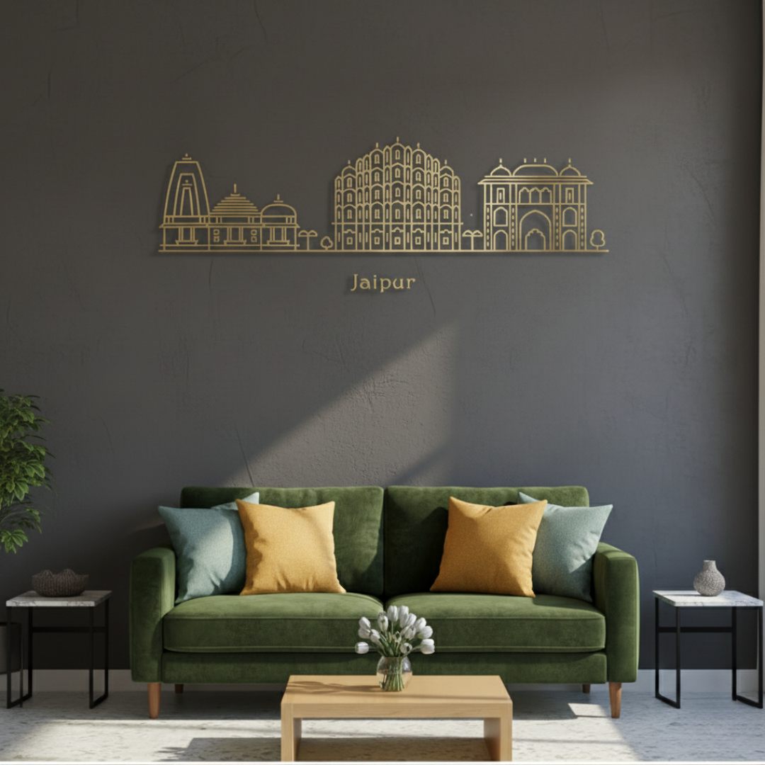 Acrylic Black Jaipur Skyline Wall Art for Home Decor