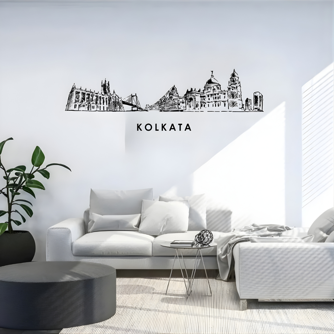 Acrylic Black Kolkata Skyline Wall Art for Home Decor