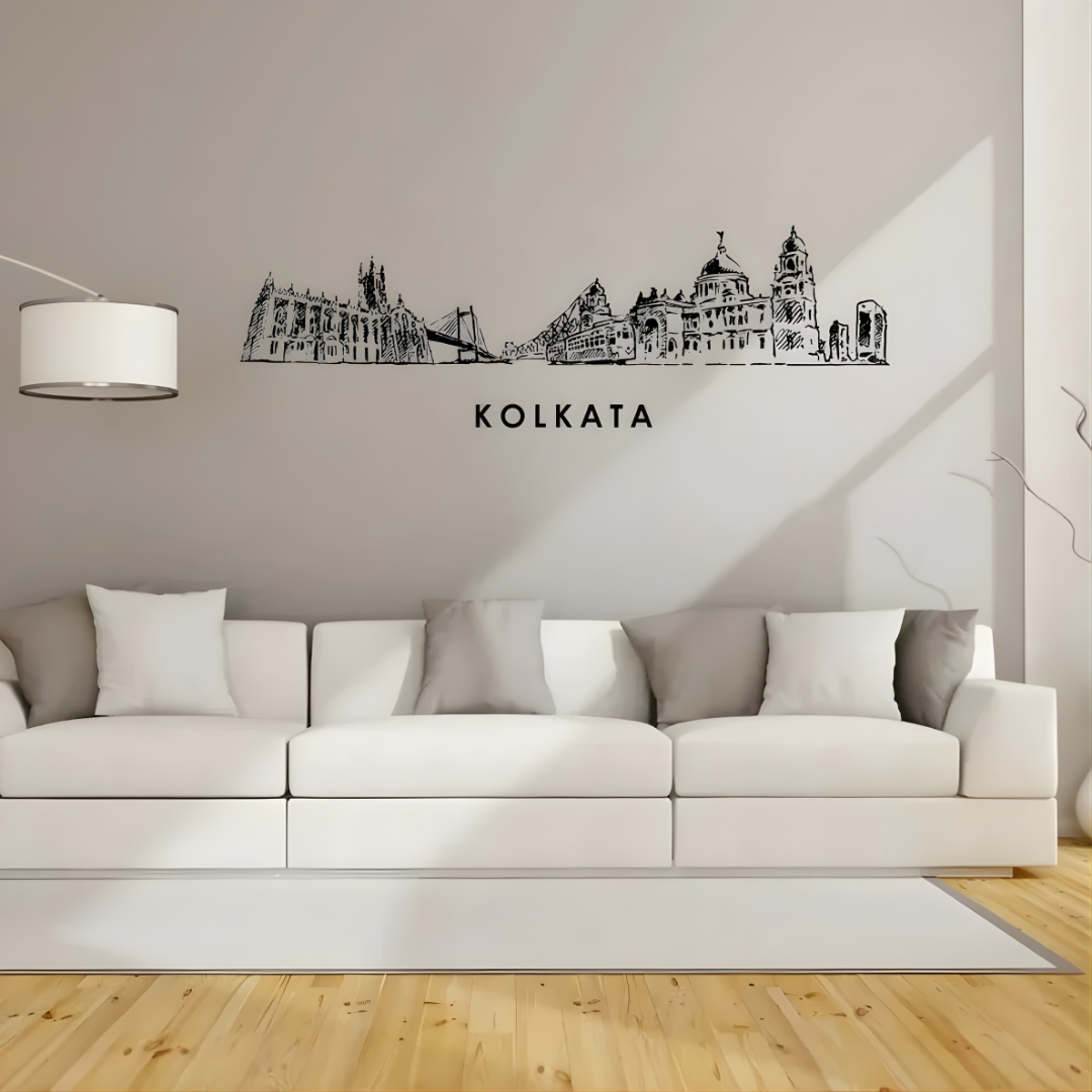 Acrylic Black Kolkata Skyline Wall Art for Home Decor