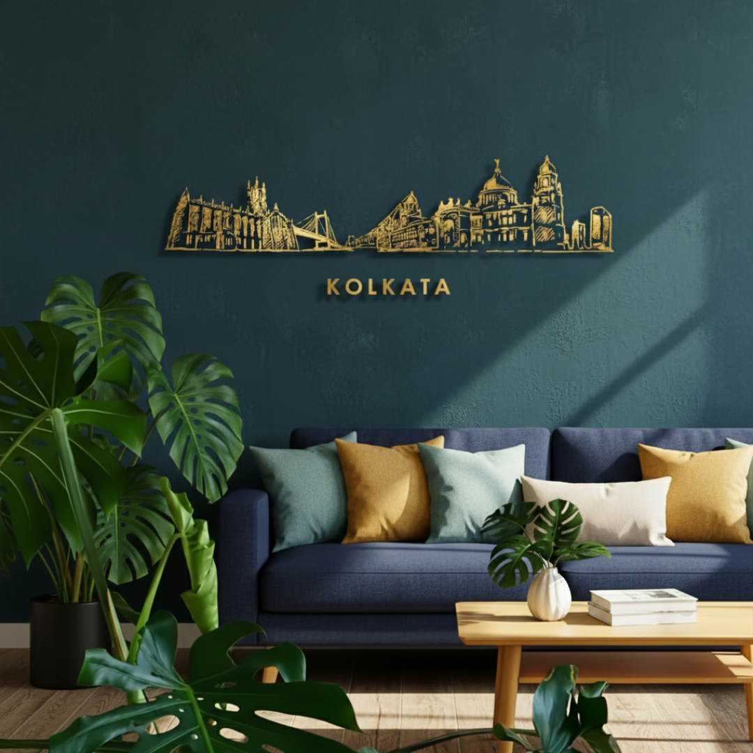 Acrylic Black Kolkata Skyline Wall Art for Home Decor