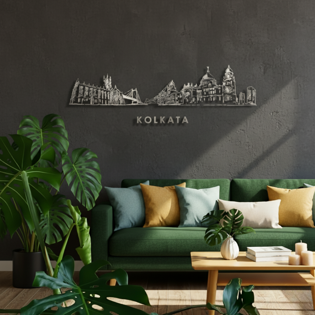 Acrylic Black Kolkata Skyline Wall Art for Home Decor