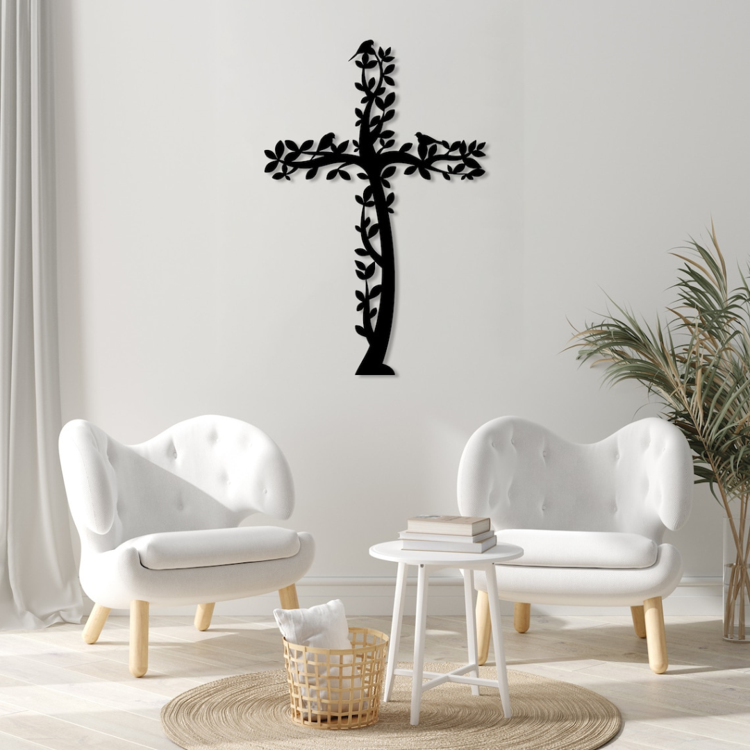Jesus Cross Tree & Birds – Christian Home Décor UAE | Christmas & Baptism Gift for Church & Home