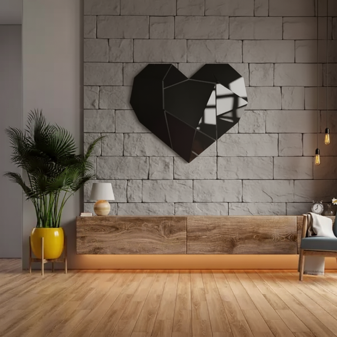 Shiny Acrylic Heart Mirror Wall Stickers | Love Decor for UAE