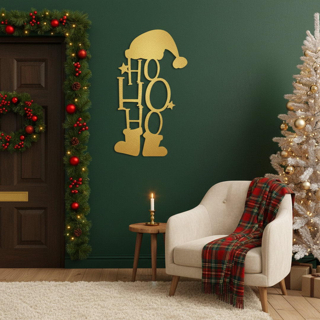 Acrylic "HO HO HO" Santa Silhouette Wall Art