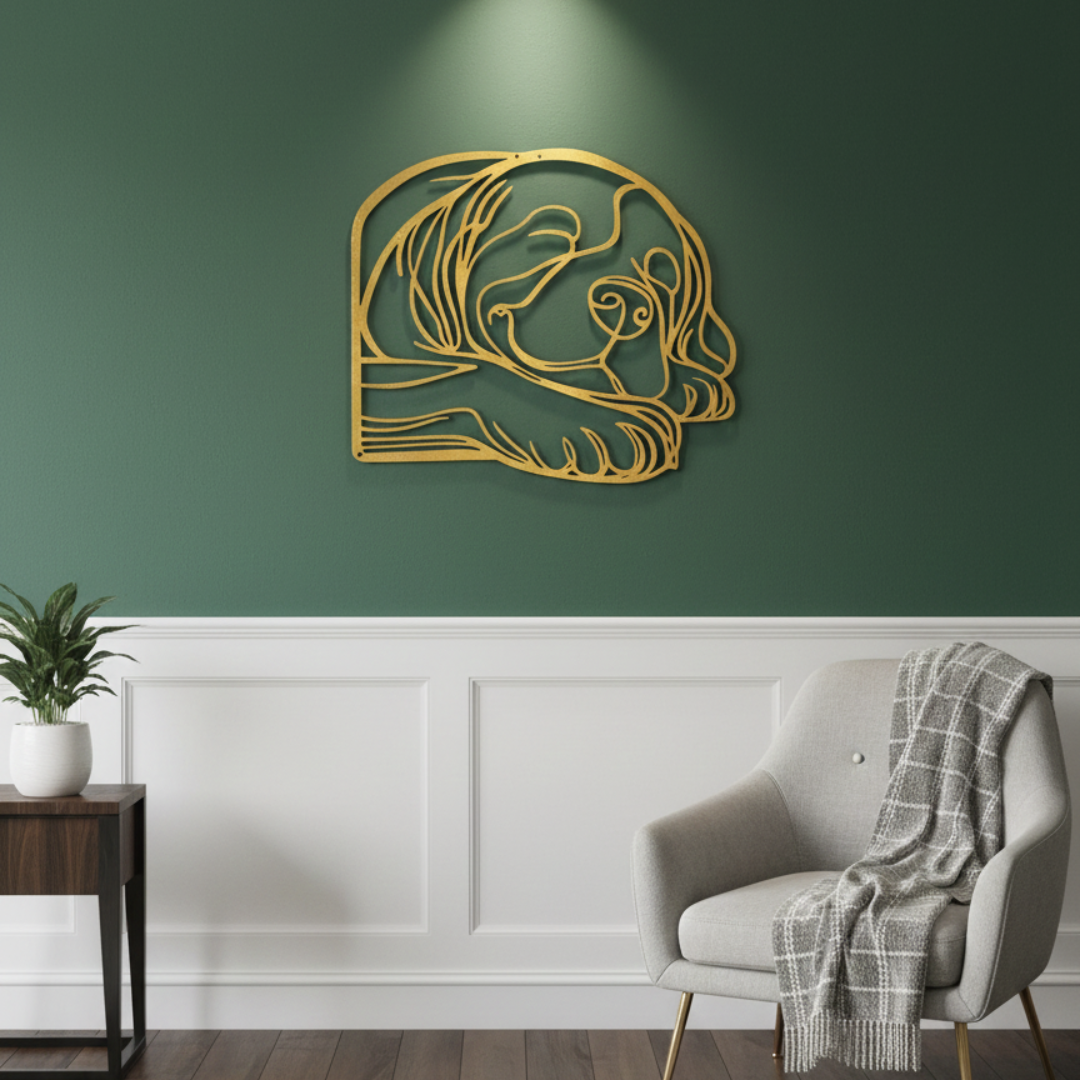 Acrylic Sleeping Puppy Dog Silhouette Wall Art - Line Art Comfort