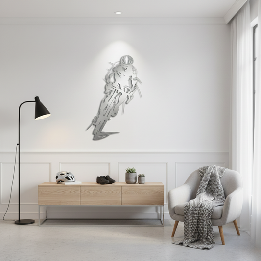 Dynamic Acrylic Road Cyclist Wall Art Silhouette - Abstract Racing Design